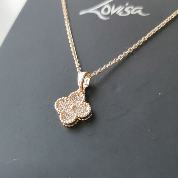 Lovisa Gold-Tone Cubic Zirconia Necklace Elegant Glamour Jewelry Gift - Picture 2 of 3